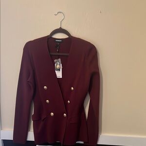 Express Red Double-Breasted Blazer Tailored Fit